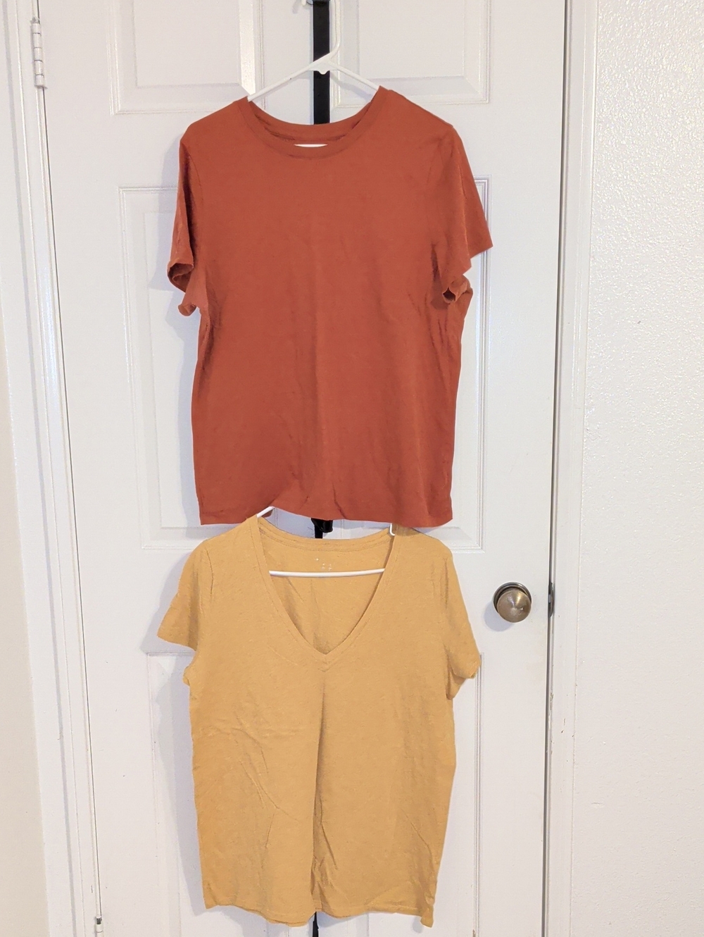a new day Rust Crewneck Tee & Mustard V-Neck Top Set